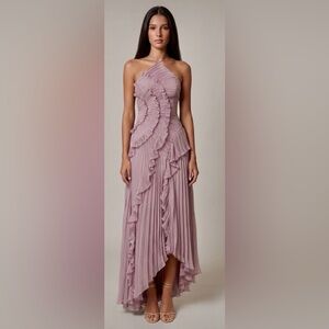 Elegant Pleated Pink Dress